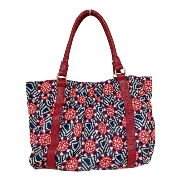 Johnston & Murphy Red, White, Blue and Green Tote Style
Nylon/Leather Purse - Picture 1 of 11